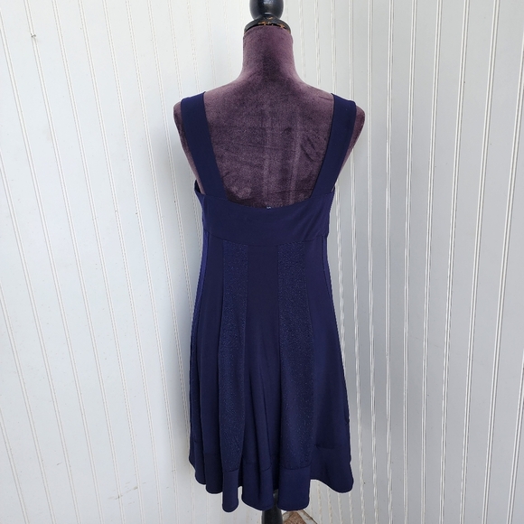 R&M Richards Navy Blue Spark Stretch Knee Length Sleeveless Dress Sz 8P - Picture 3 of 13